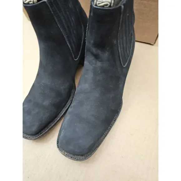Semental Rancho Mens Black Western Chelsea Boots Leather Rodeo Square Toe 27.5 9